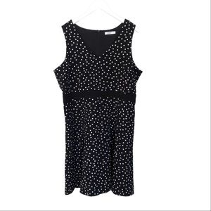 NEW Ricki’s black white sleeveless polka dot fit & flare casual midi dress 16